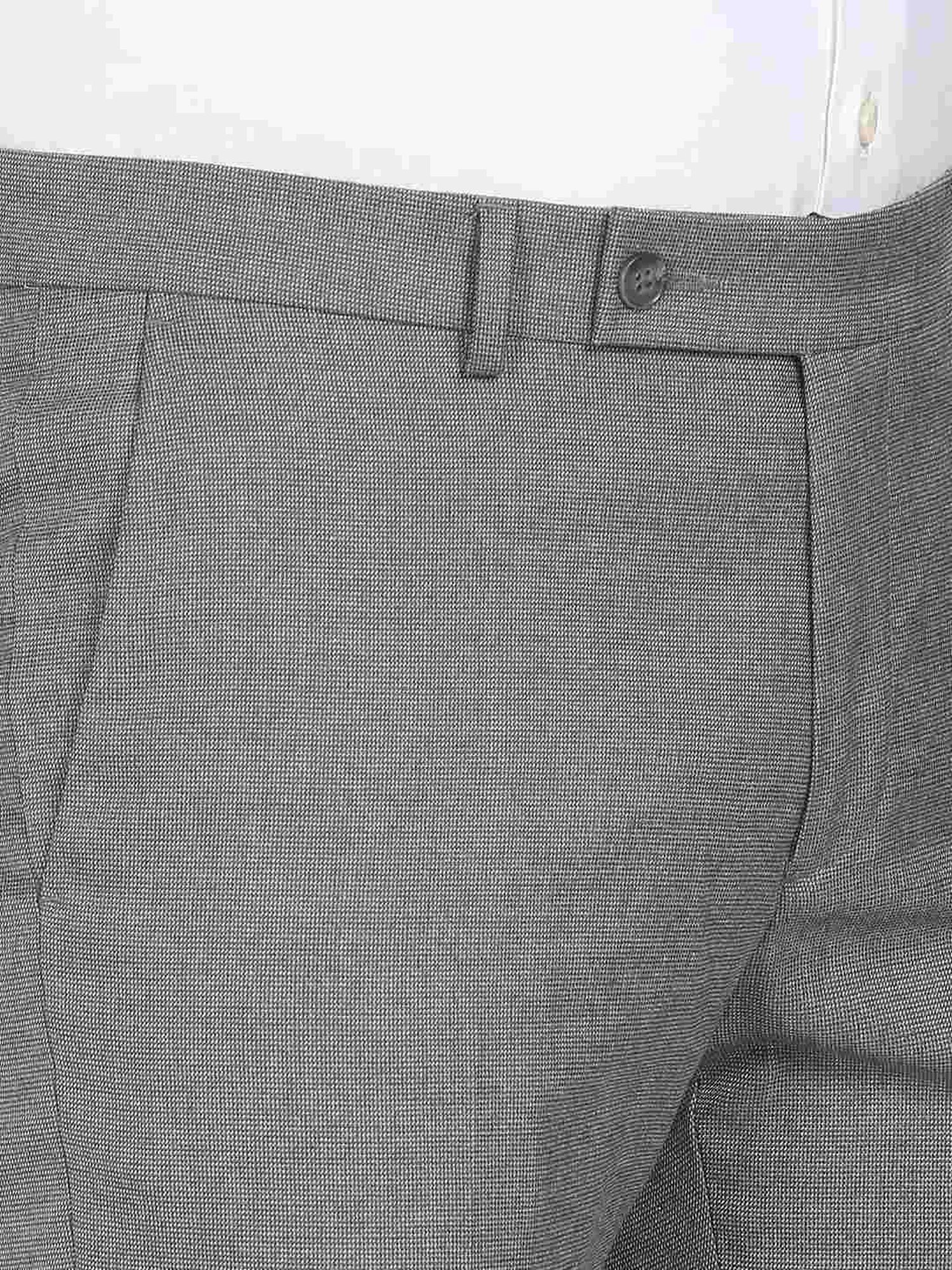 Arrow Grey Regular Fit Self Pattern Trousers