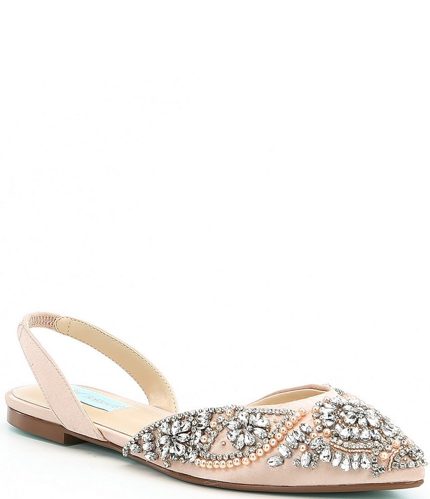 Blue by Betsey Johnson Molly Rhinestone Slingback Dress Flats