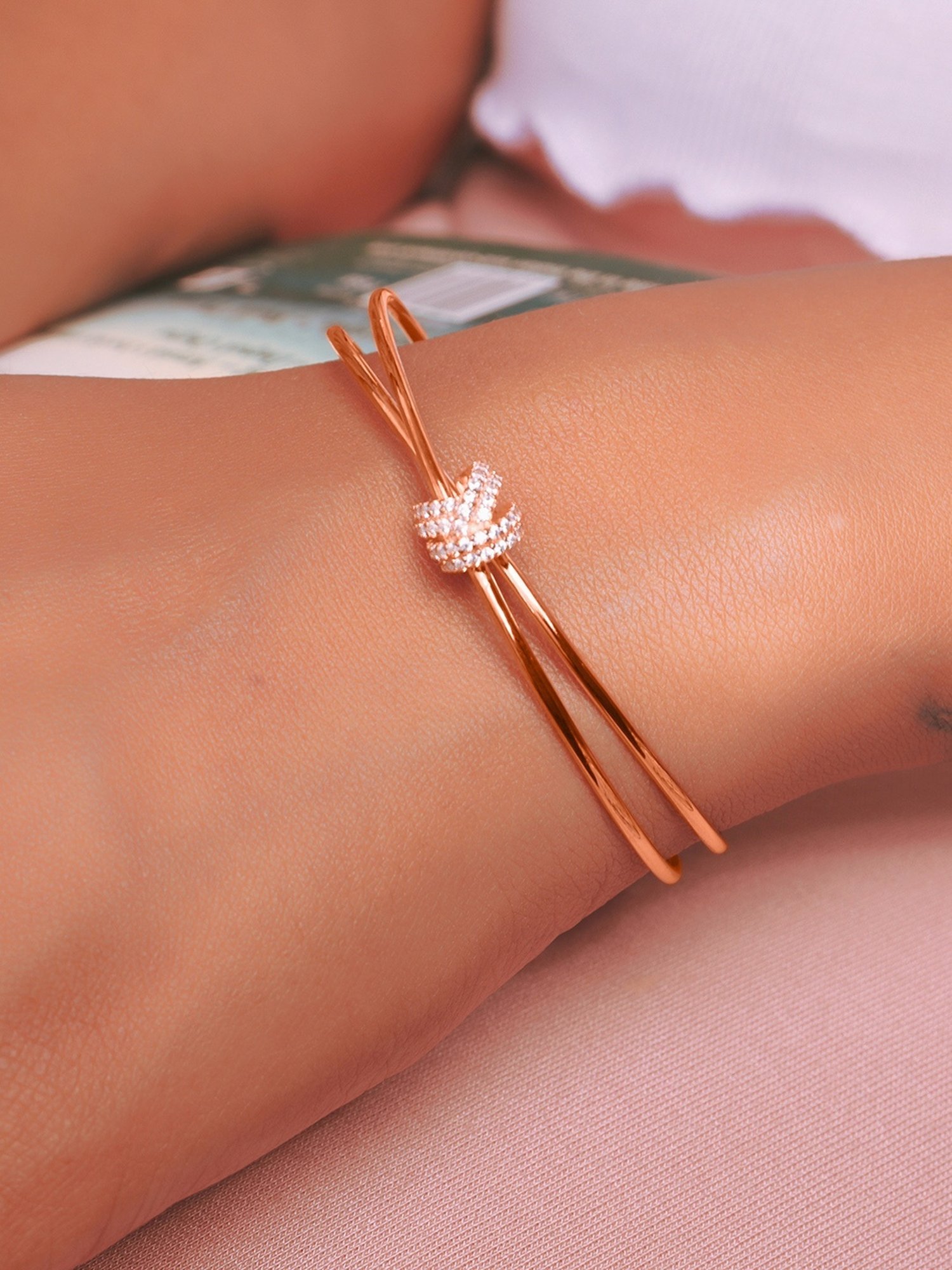 Silberry 92.5 Sterling Rose Gold Knot Kada