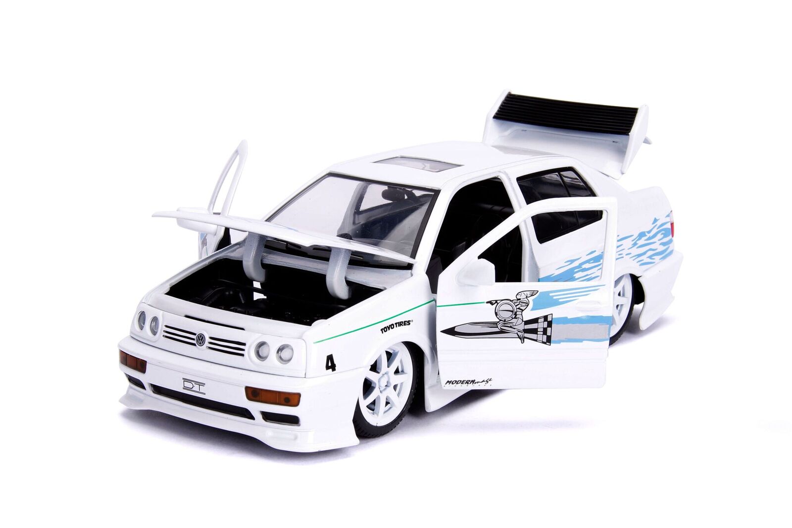 Jesse's Volkswagen Jetta White with Graphics "Fast & Furious" Movie 1/24 Diecast Model Car by Jada