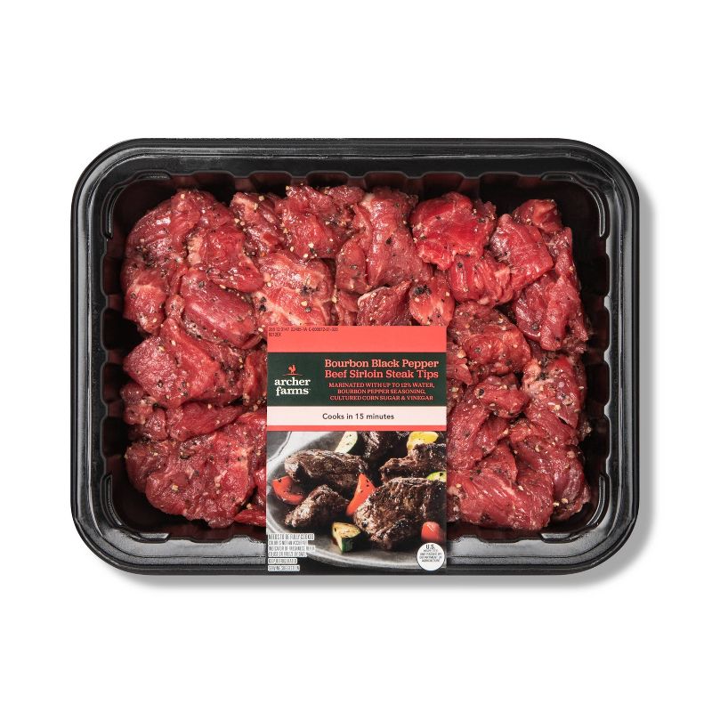 Bourbon Black Pepper Marinated Steak Tips - 13oz - Archer Farms™