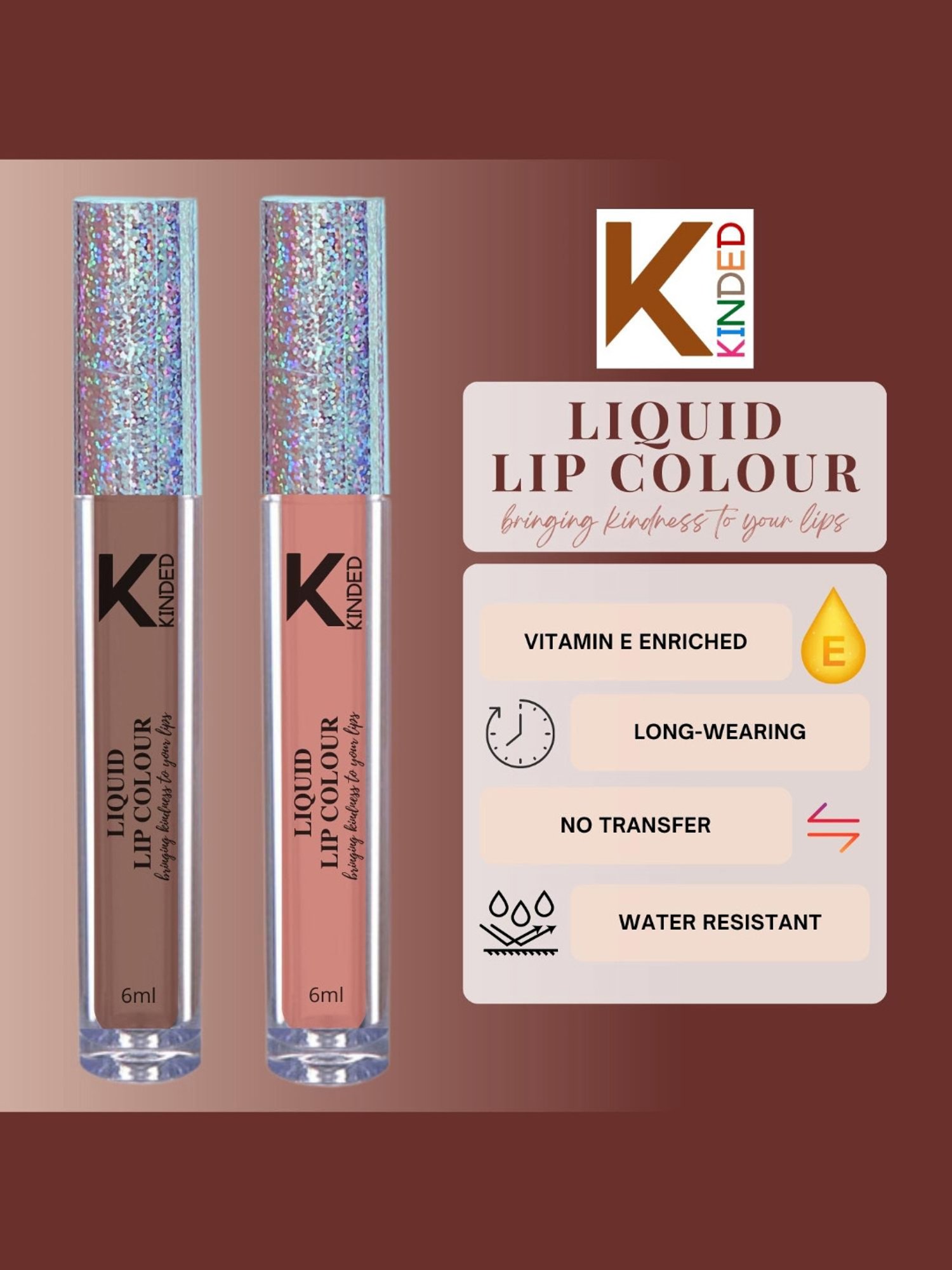 KINDED Liquid Lip Colour 06 Brown Temptation & 10 Perfect Nude Combo