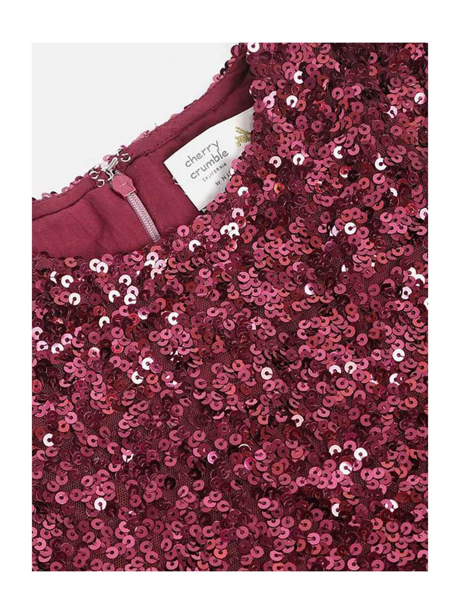 Cherry Crumble By Nitt Hyman Kids Maroon Embellished Dress