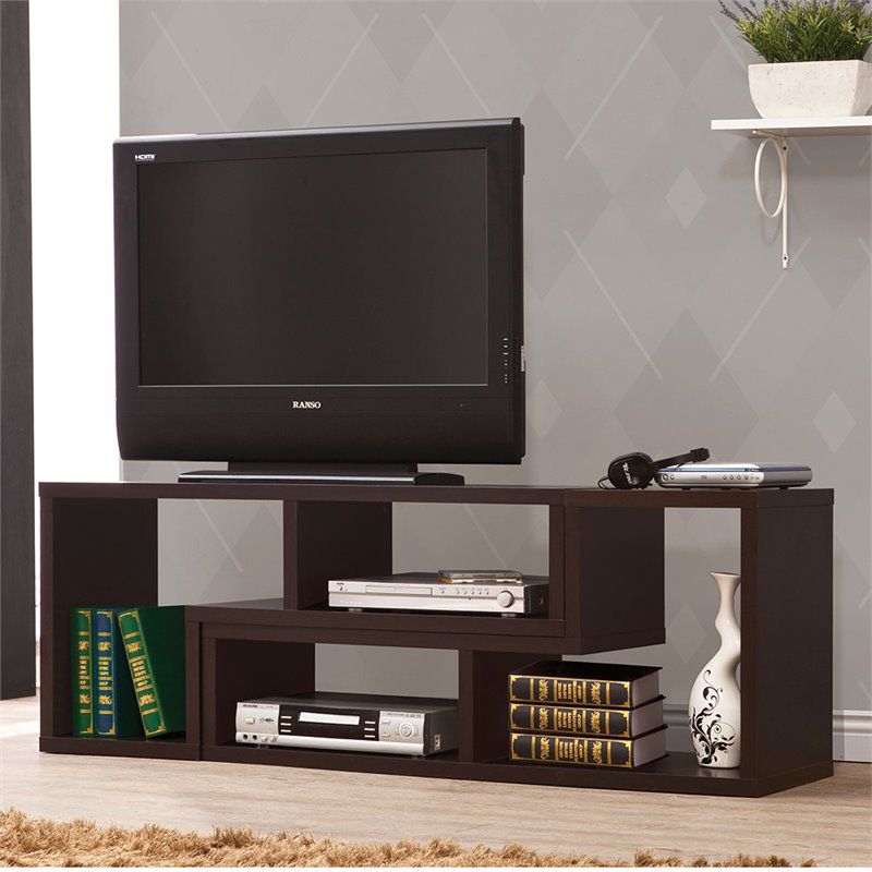 Contemporary 47"" TV Stand Bookcase in Cappuccino Brown - Bowery Hill