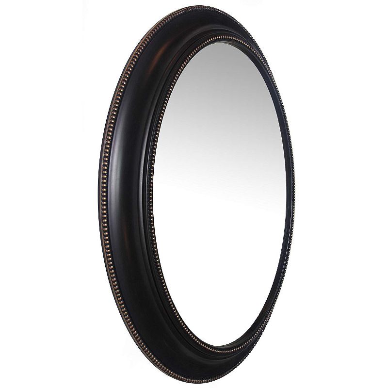 Infinity Instruments Traditional Antique Decorative 30-Inch Bead Framed Sonore Oval Wall Hanging Mirror, Black