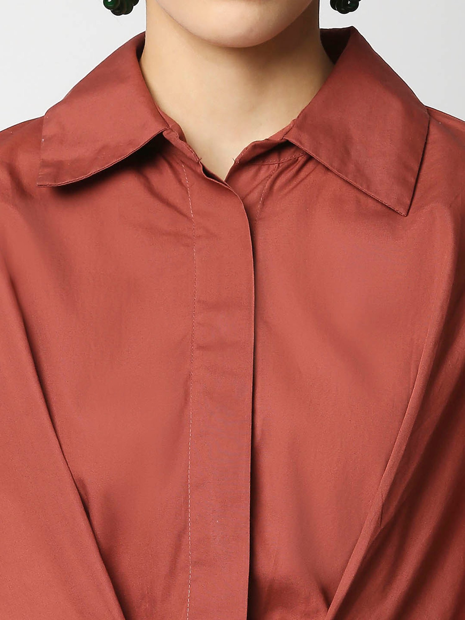 Remanika Maroon Regular Fit Crop Shirt