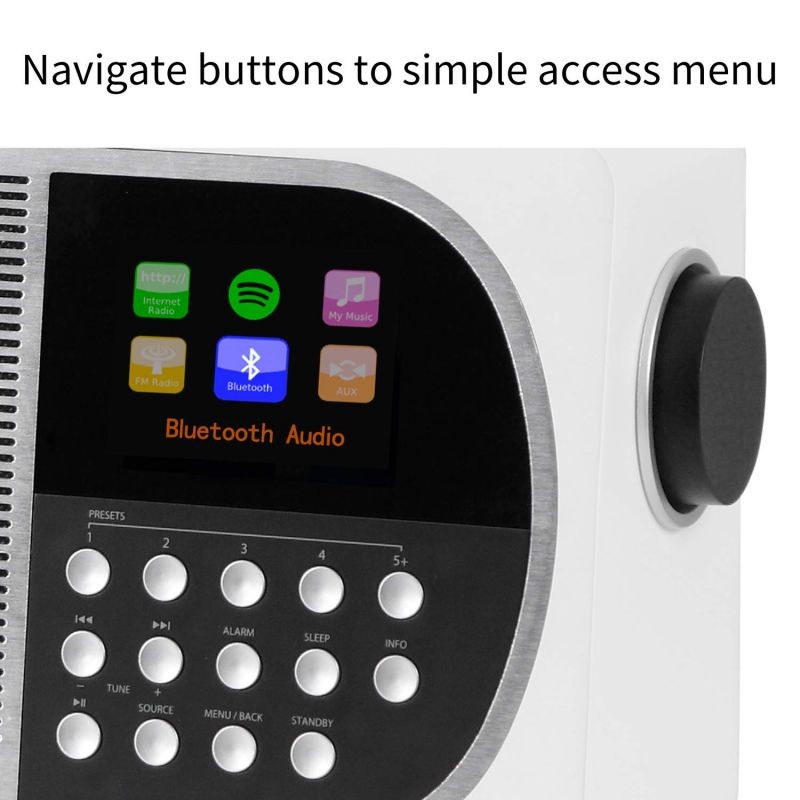 LEMEGA M2+ 7W Portable Internet FM Digital Radio with Wi-Fi, Bluetooth, USB, Aux & TFT Colour Display &ndash;White Satin