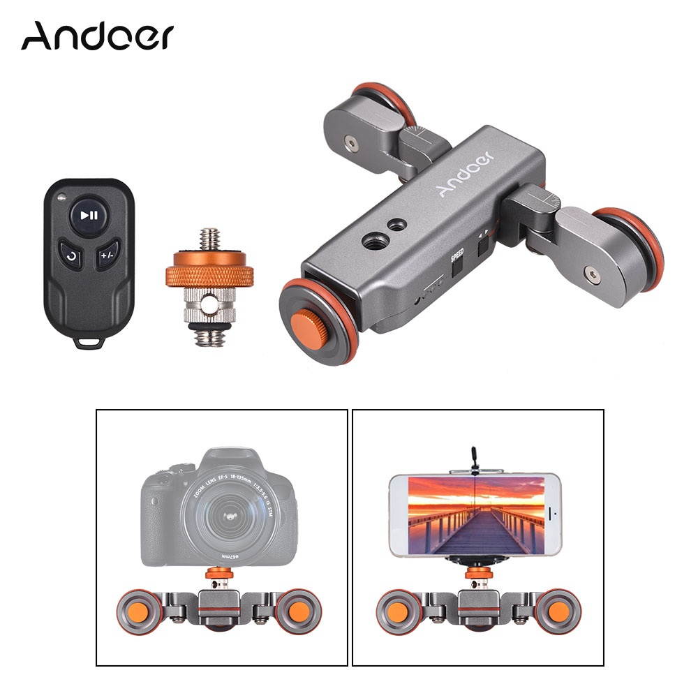 Andoer L4 PRO Motorized Camera Video Dolly with Scale Indication Electric Track Slider Wireless Remote Control/1800mAh Rechargeable   Battery 3 Speed Adjustable Mini Slider Skater for Cameras and