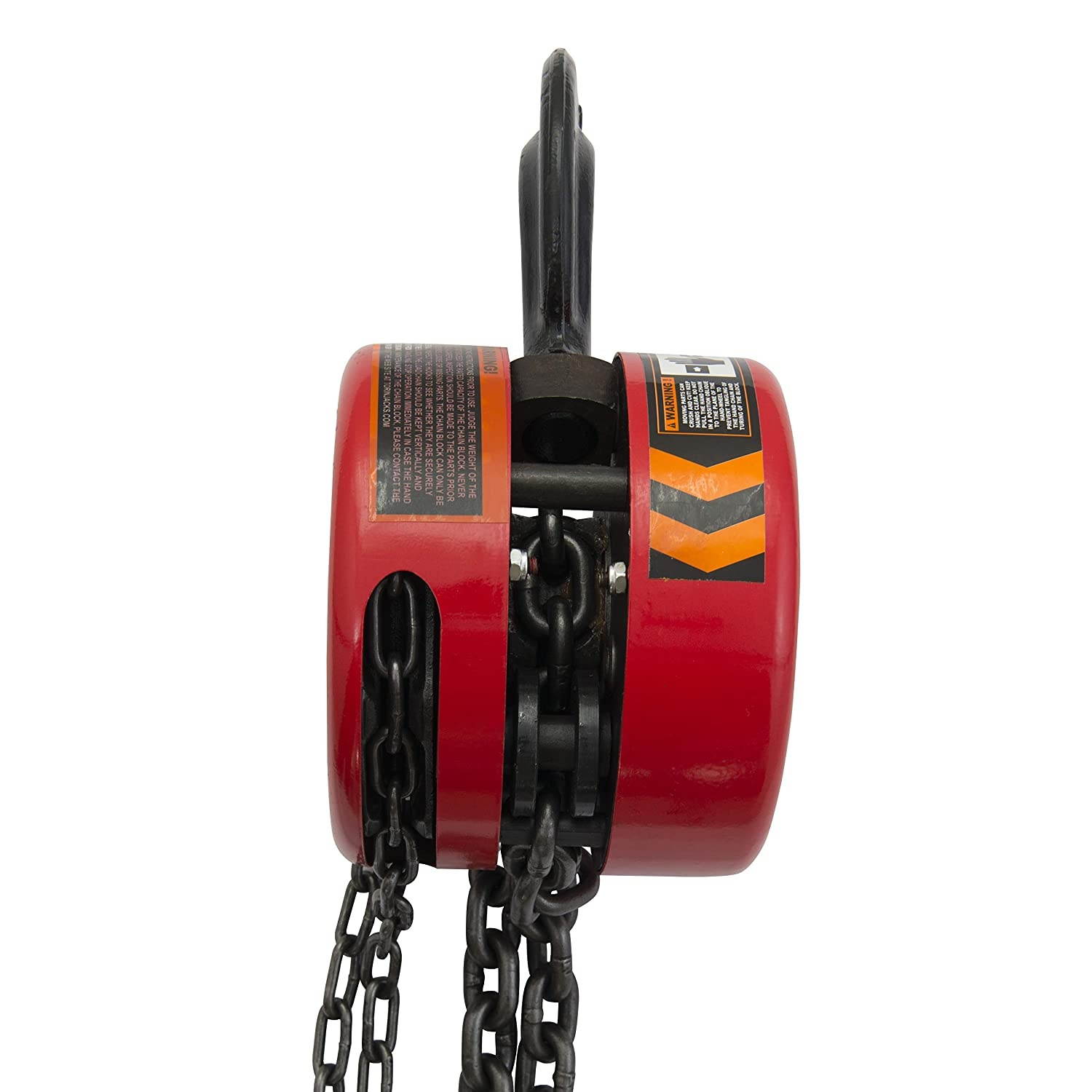 BIG RED TR9050 Torin Manual Hand Lift Steel Chain Block Hoist with 2 Hooks, 5 Ton (10,000 lb) Capacity, Red