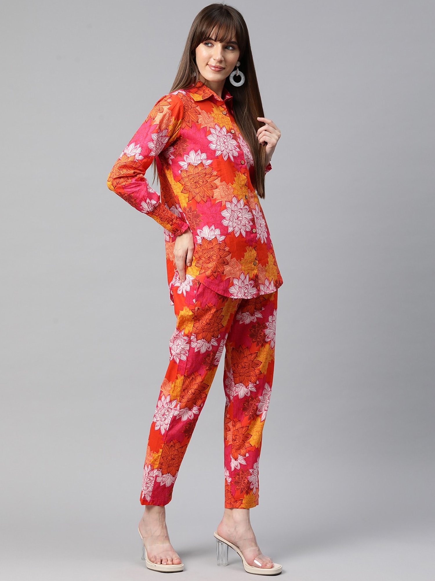 READIPRINT FASHIONS Multicolored Cotton Floral Print Shirt Pant Set