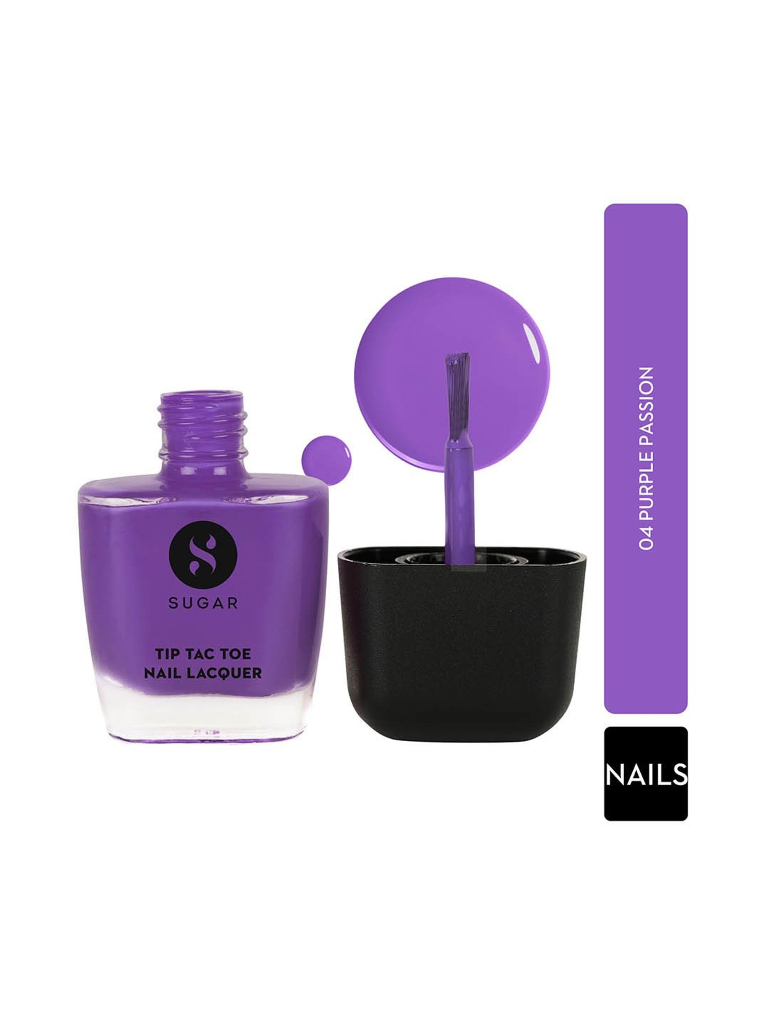 SUGAR Cosmetics Tip Tac Toe Nail Lacquer Classic 04 Purple Passion - 9 ml