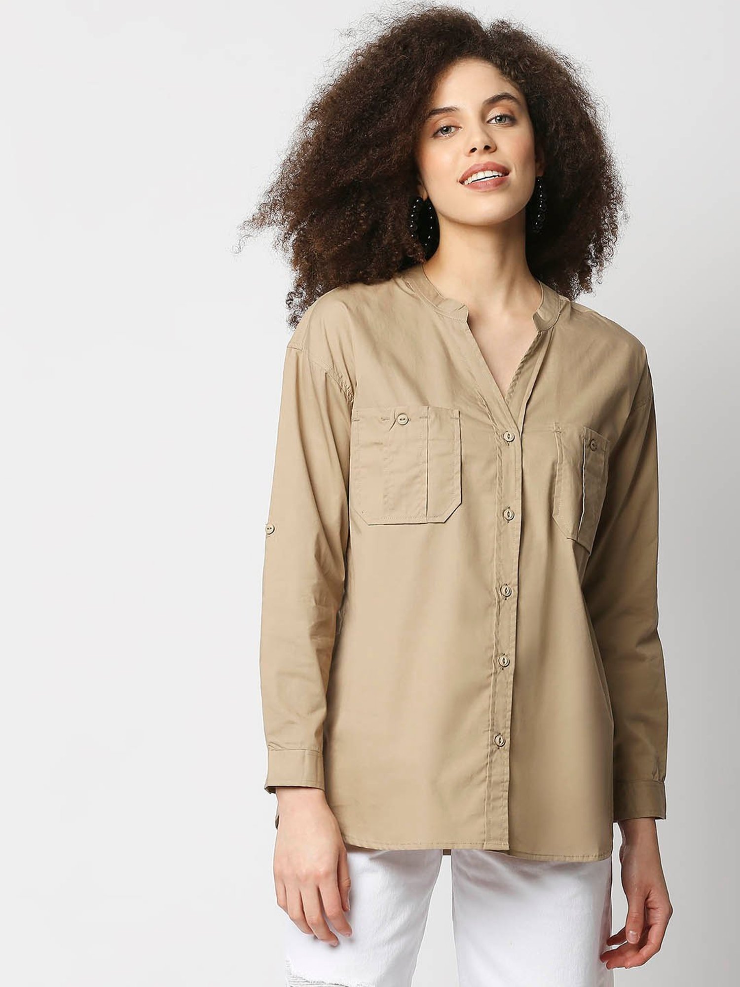 Remanika Beige Regular Fit Shirt