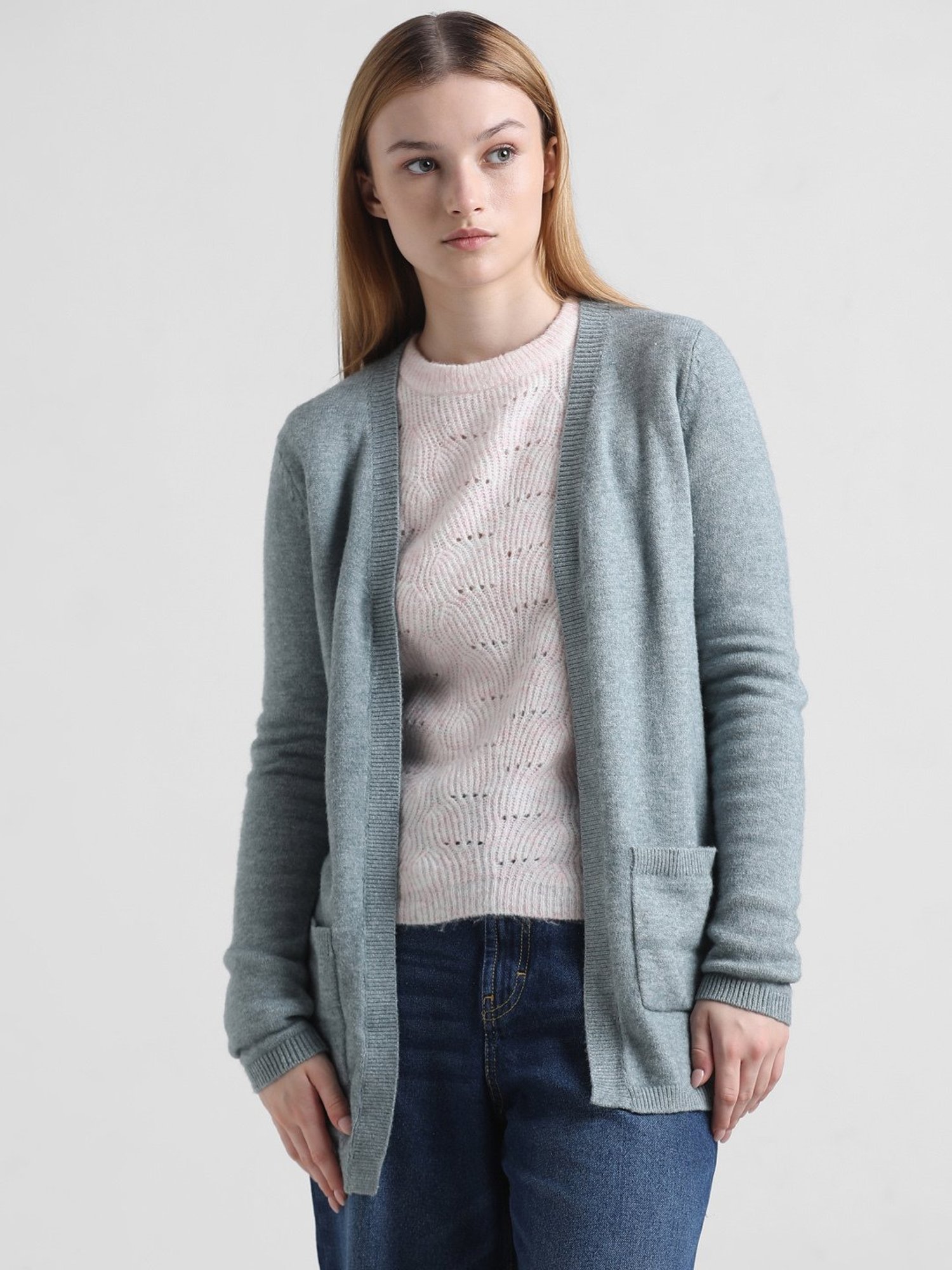 Only Grey Textured Cardigan