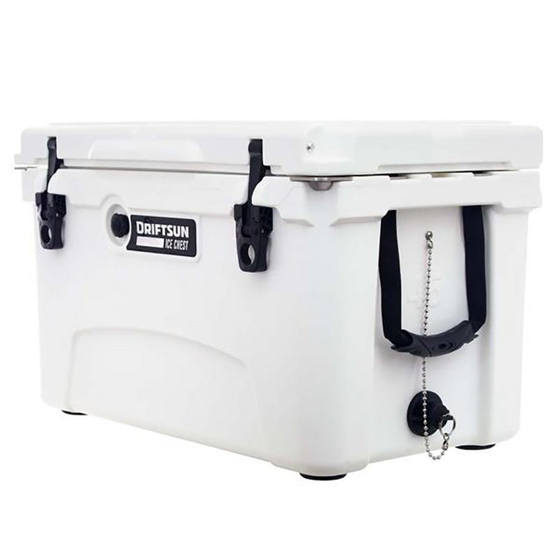 Driftsun Heavy Duty Rotomolded Thermoplastic UV Resistant Portable 45 Quart Insulated Hardside Ice Chest Beverage Cooler, White