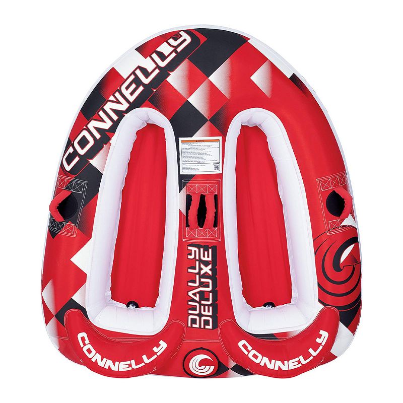 Connelly 67170005-CON Dually Deluxe Inflatable Towable Lake River Water Tube for 2 People, Red