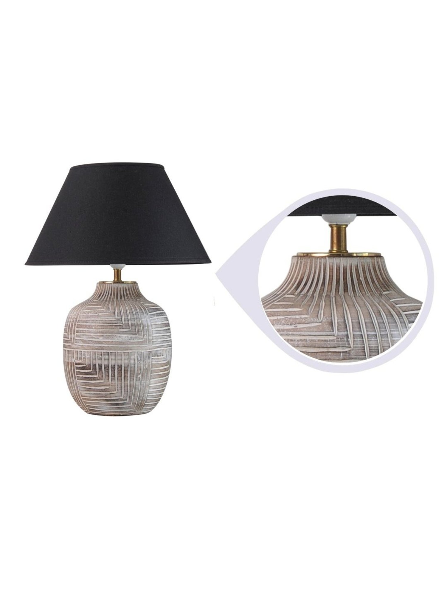 Kapoor Lamp Shades Distress White & Black Wood Cumberland Cotton Shade Table Lamp