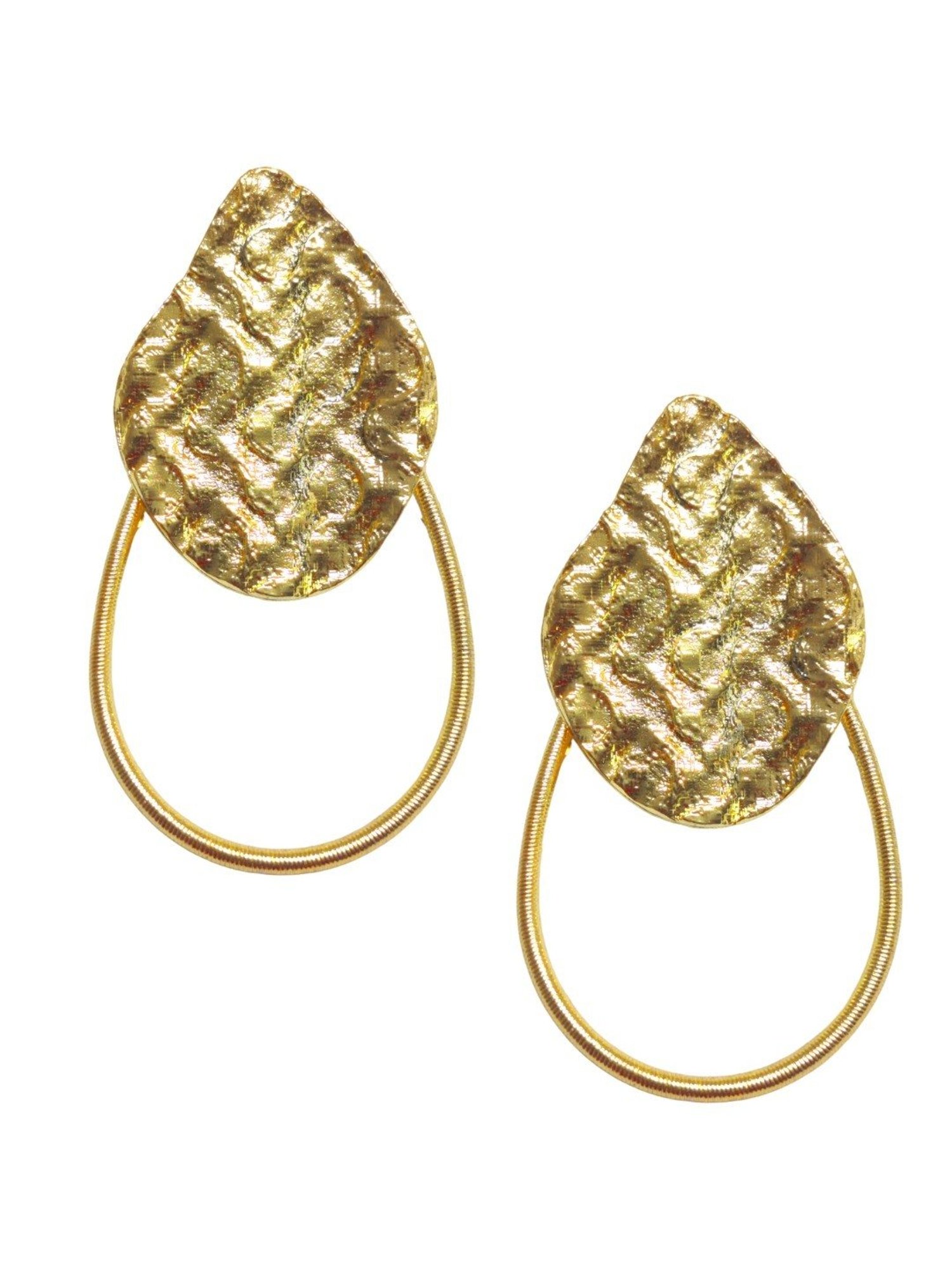 OOMPH Gold Bold Look Textured Dangler Earrings