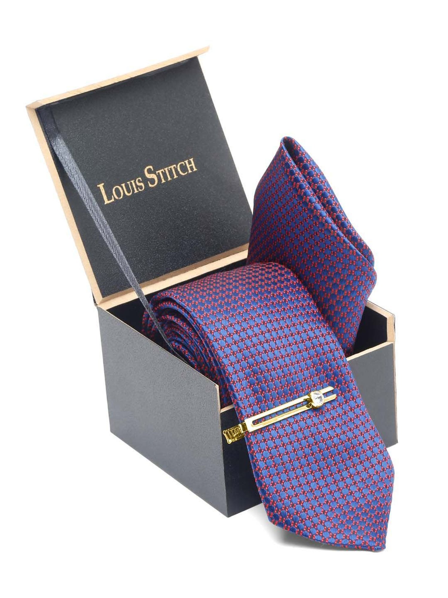 Louis Stitch Purple Embroidered Necktie Gift Set - Set of 3