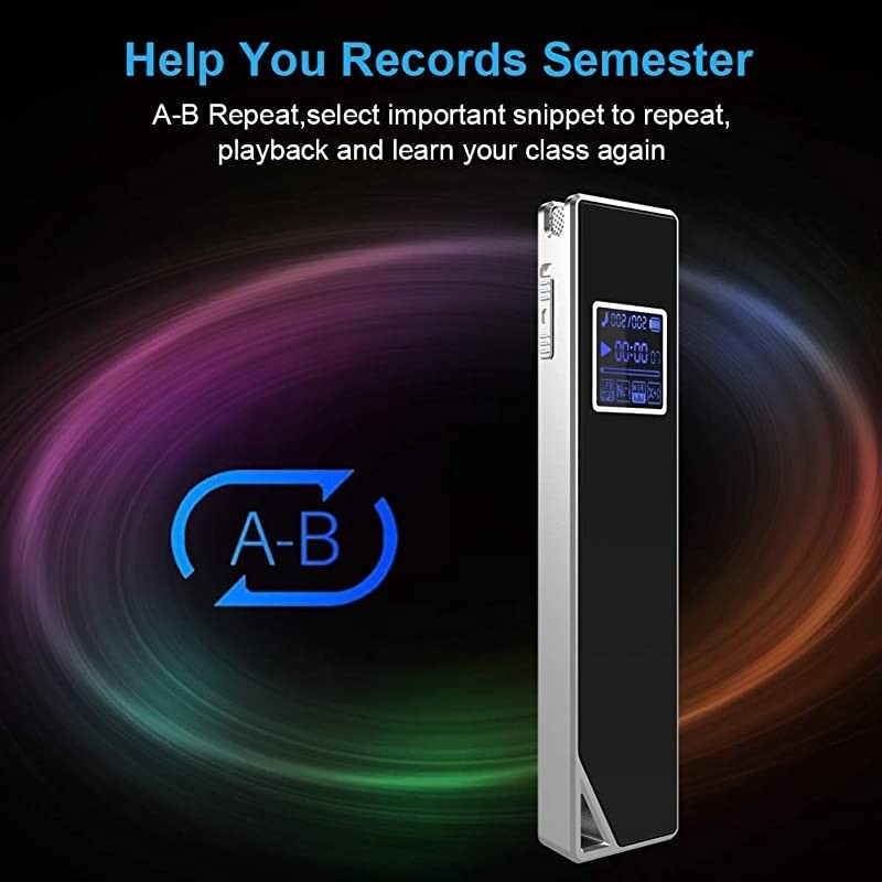 Digital Voice Recorder, 8G Double Microphone Noise Reduction Audio Voice Activated Recorder,Portable Sound Recorder MP3 Player for Lectures/Meetings/Interviews/Learning