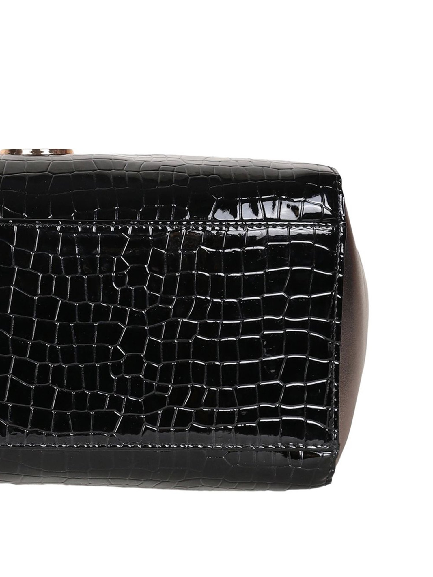 Carlton London Black Textured Medium Shoulder Handbag