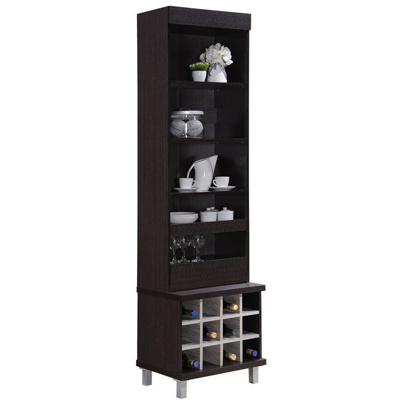 Tall Standing Wine Hutch in Chocolate - Hodedah