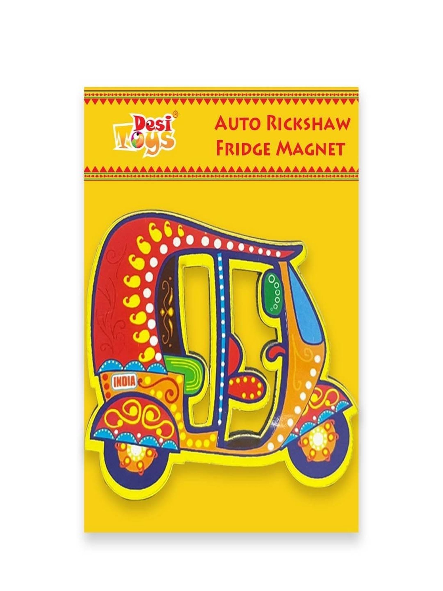 Desi Toys Kids Multicolor Auto Rickshaw Fridge Magnet (3 x 2.5 inches)