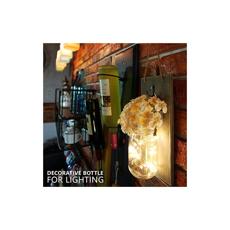 Rustic Wall Sconces Mason Jar Decoration Handmade Wall Decor Hanging Design with LED Fairy Lights Living Decor,Farmhouse Kitchen Decorations Wall Home Decor Bathroom Set of 2&hellip;