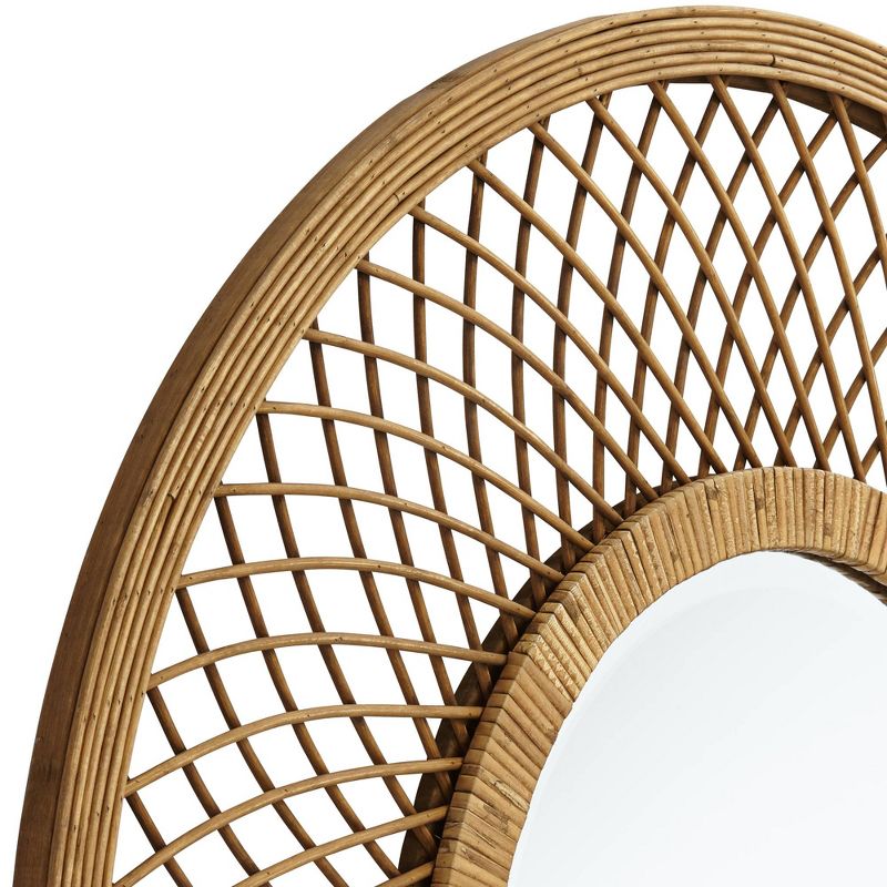 Noble Park Baja Del Sur Dark Rattan 36" Round Wall Mirror