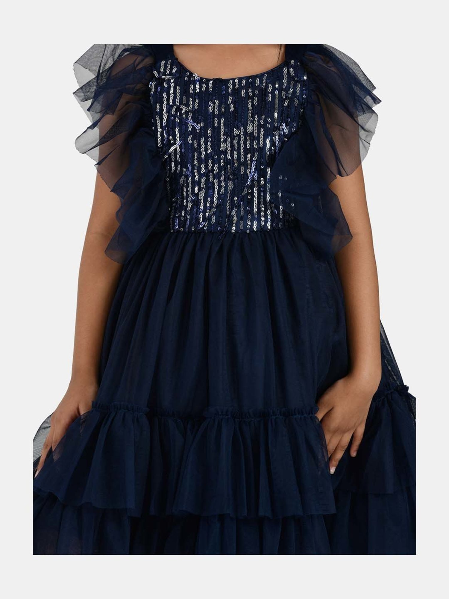 Peppermint Kids Navy Sequence Dress