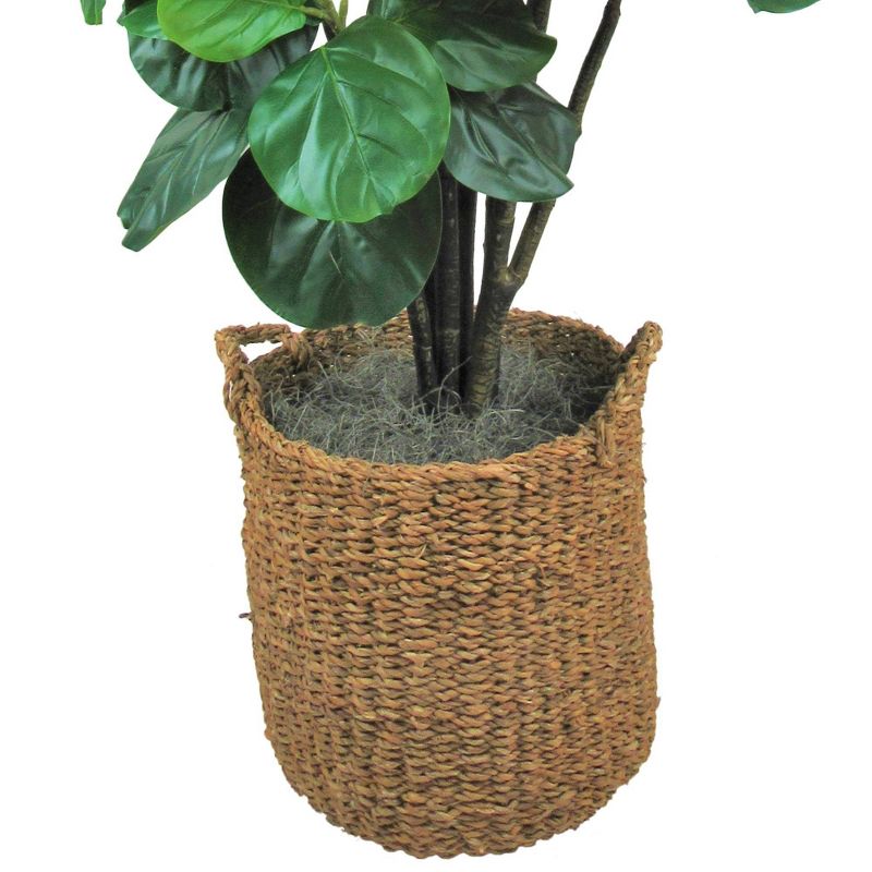 6' Artificial Fiddle Leaf Fig Tree in Basket with Handles - LCG Florals