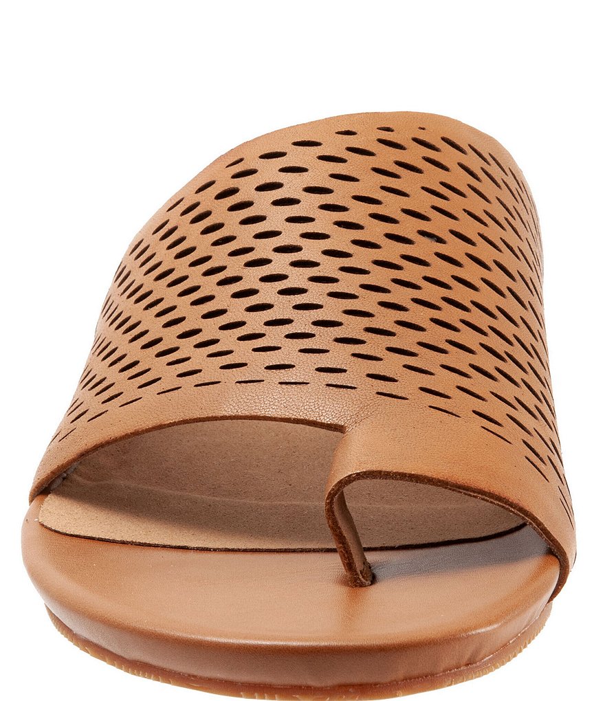 Softwalk Corsica II Perforated Leather Toe Ring Slide Sandals