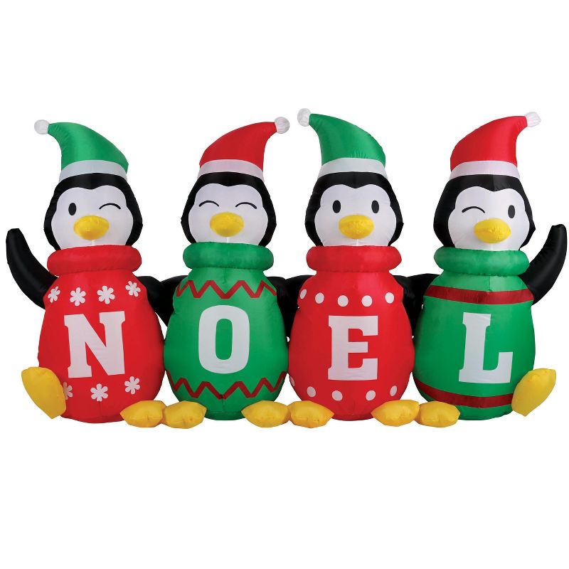 Occasions 6' Inflatable Sweater Penguins, 3.5 ft Tall, Multicolored