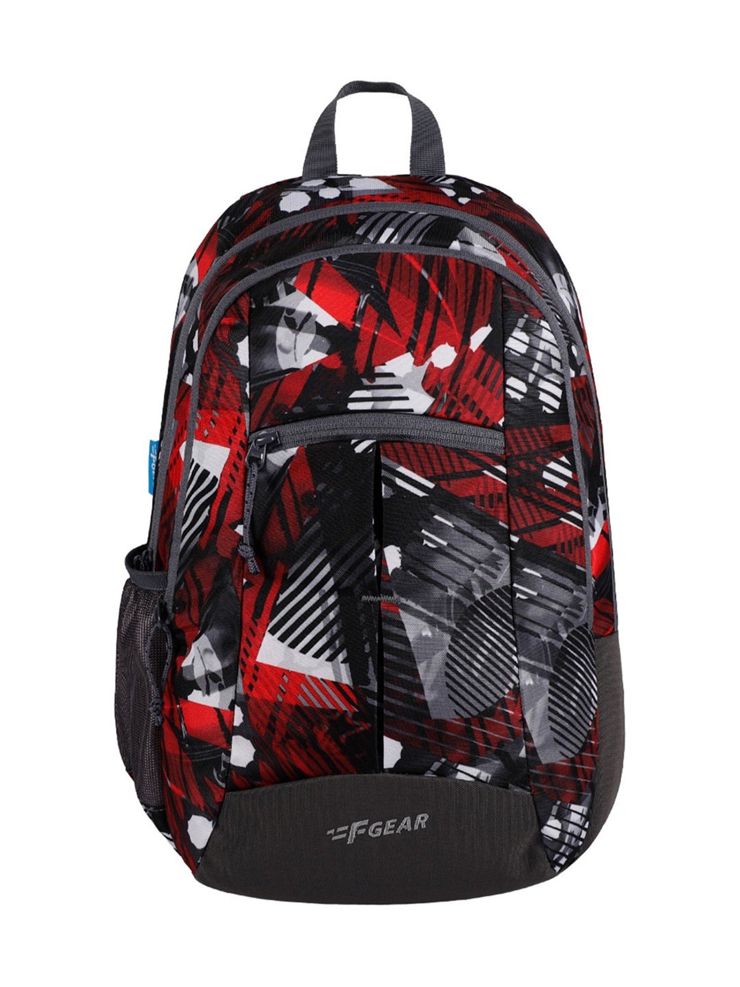 F Gear Ellis Geometric Black Red Printed Small Backpack
