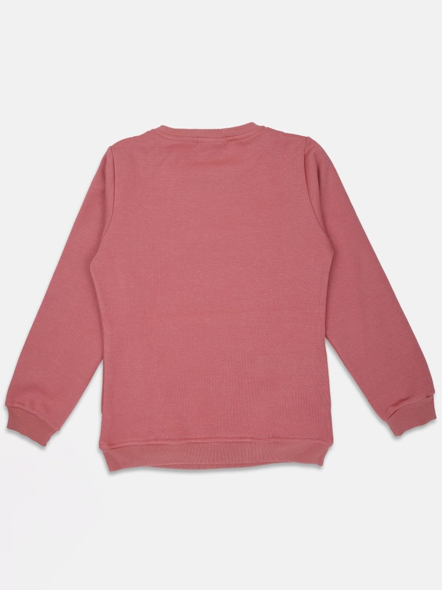 ZIAMA Kids Pink Regular Fit Full Sleeves Sweatshirt