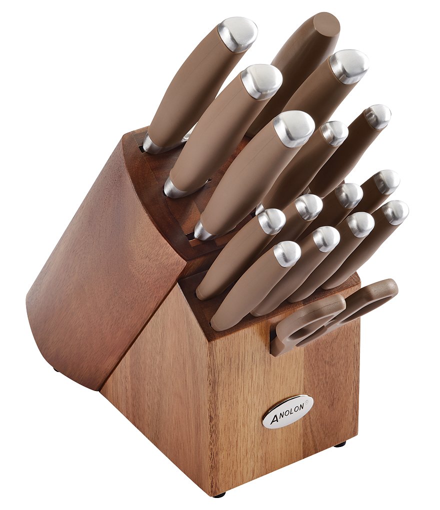 Anolon SureGrip 17-Piece Stainless Steel Cutlery Block Set