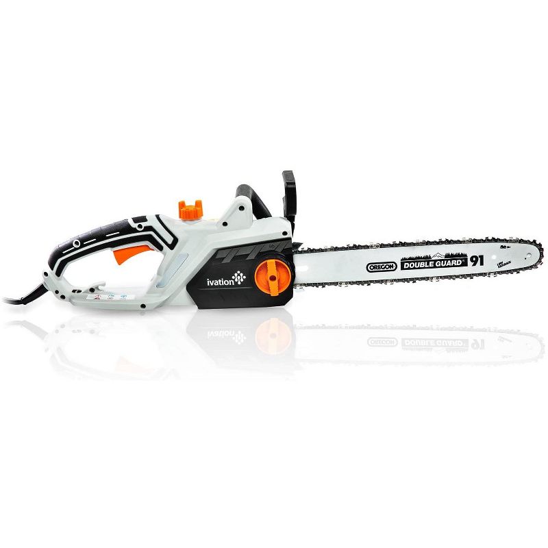 Ivation 16 in. 15.0 AMP Electric Chainsaw with Auto Oiling, Auto Tension and Chain Break, Corded, Powerful Oregon Chain