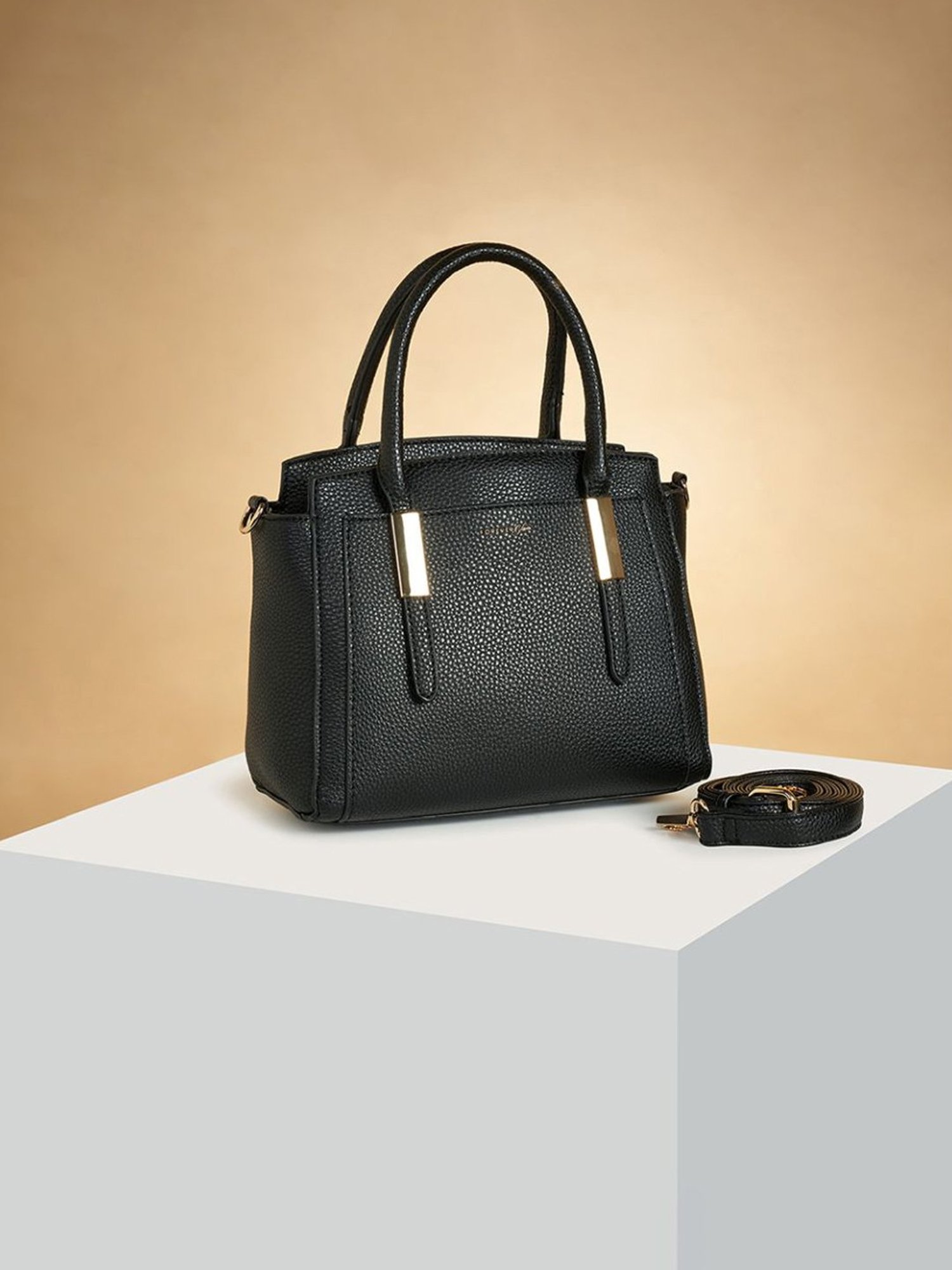 Forever Glam by Pantaloons Black Solid Handbag