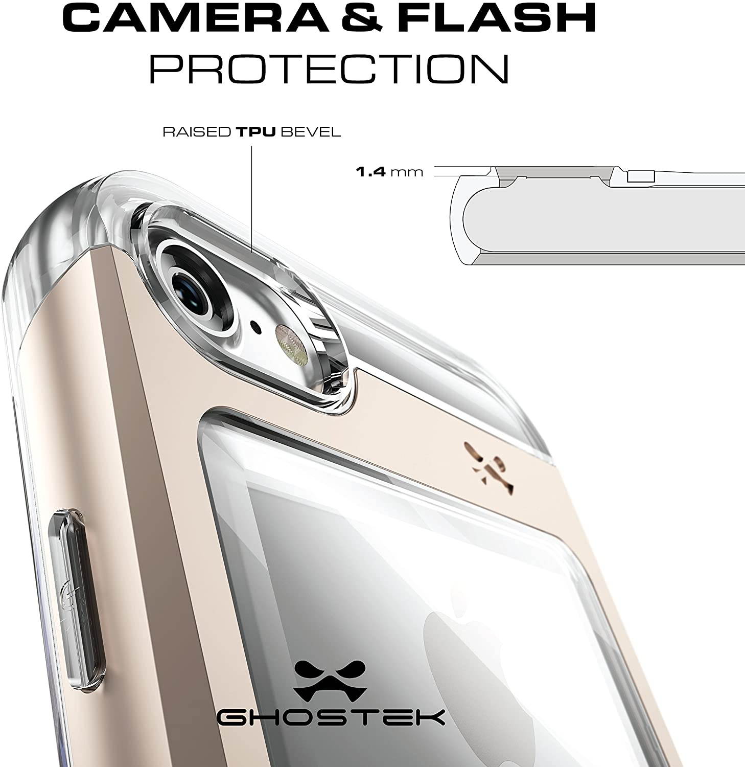 Ghostek Cloak Clear iPhone 7 Plus, iPhone 8 Plus Case with Slim Metal Bumper Design Shockproof Heavy Duty Protection Wireless Charging 2017 iPhone 8 Plus, 2016 iPhone 7 Plus (5.5 Inch) - (Gold)