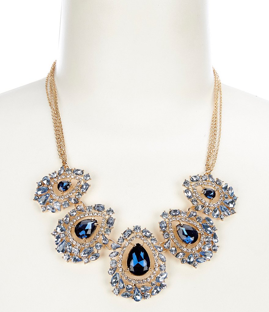 Gemma Layne Pave Teardrop Stone Frontal Necklace