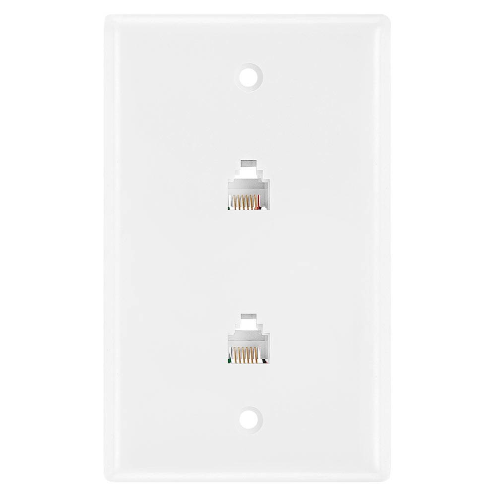 Cmple - Wall Plate Jacks 6P6C Double White