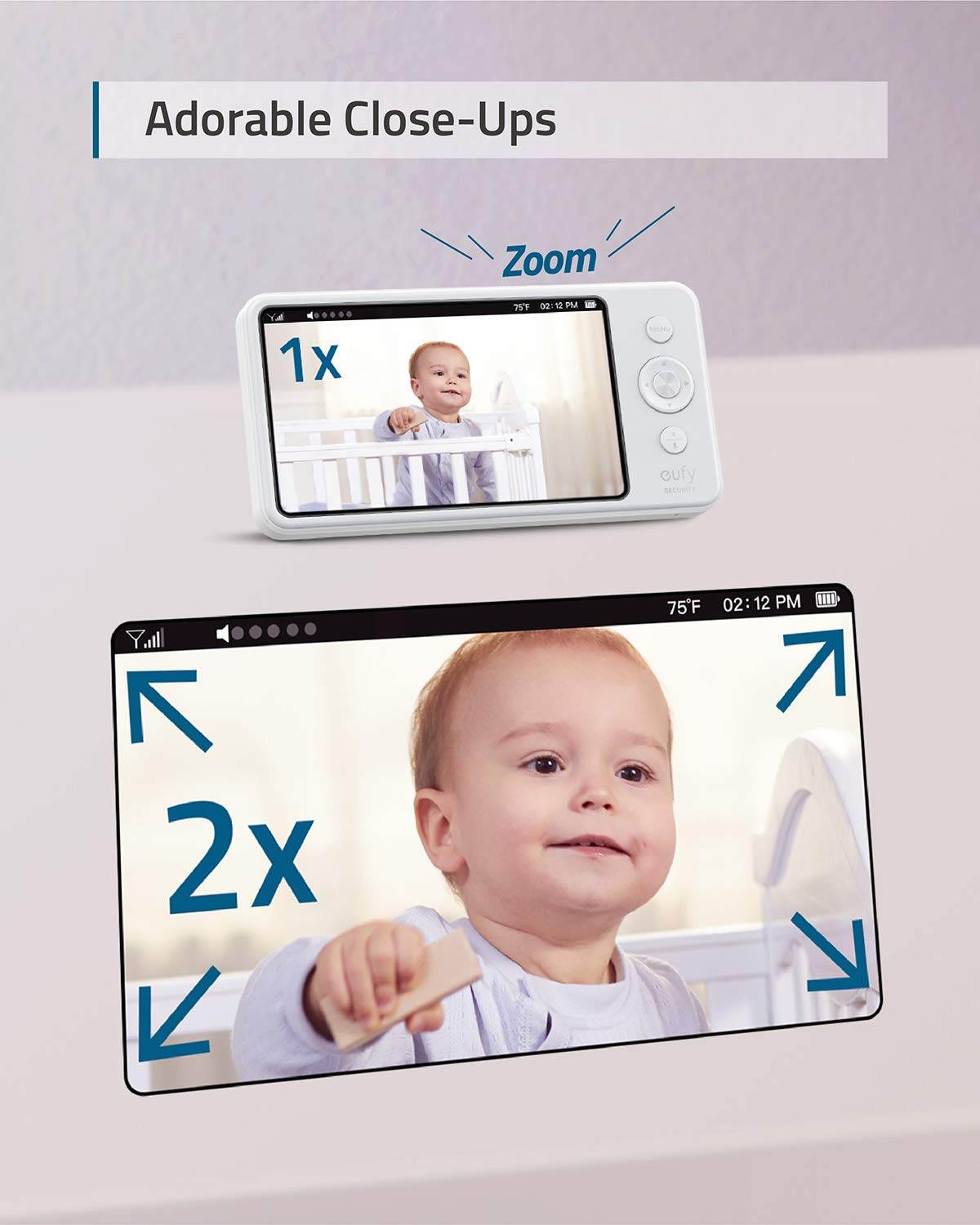 eufy Security, BabyCare SpaceView Pro, Video Baby Monitor with 720p Camera, Two-Way Audio, Remote Pan & Tilt, Ultra-Long 5200mAh Battery, Clear Night Vision, Lullaby Player, Ideal for New Parents