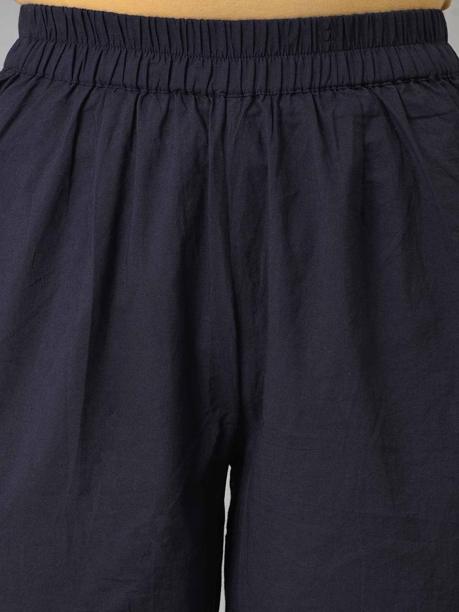 Aurelia White & Navy Cotton Embroidered Kurta Pant Set With Dupatta