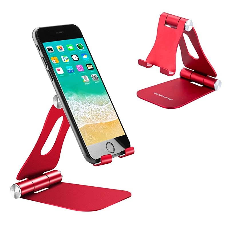 Cell Phone Holder Foldable Adjustable Cell Phone Stands Tablet Holder Universal Aluminium Stands for Nintendo Switch iPhone iPad Pro Stand iPad Mini Stands and Holders for Desk Red