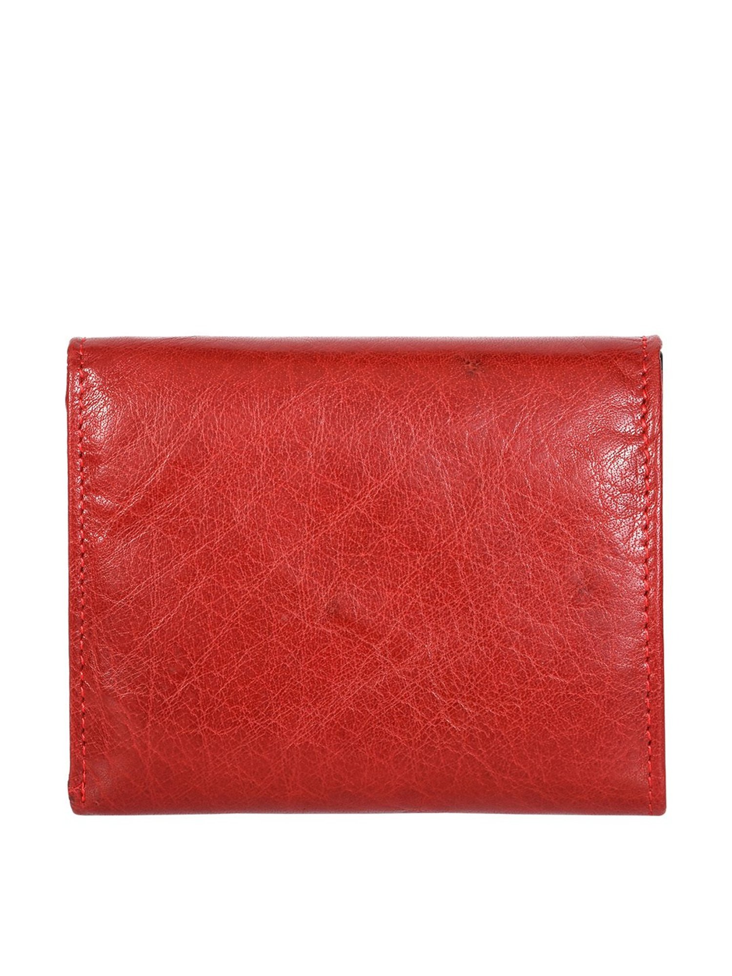 SASSORA Red & Black Solid Rfid Tri-Fold Wallet for Women