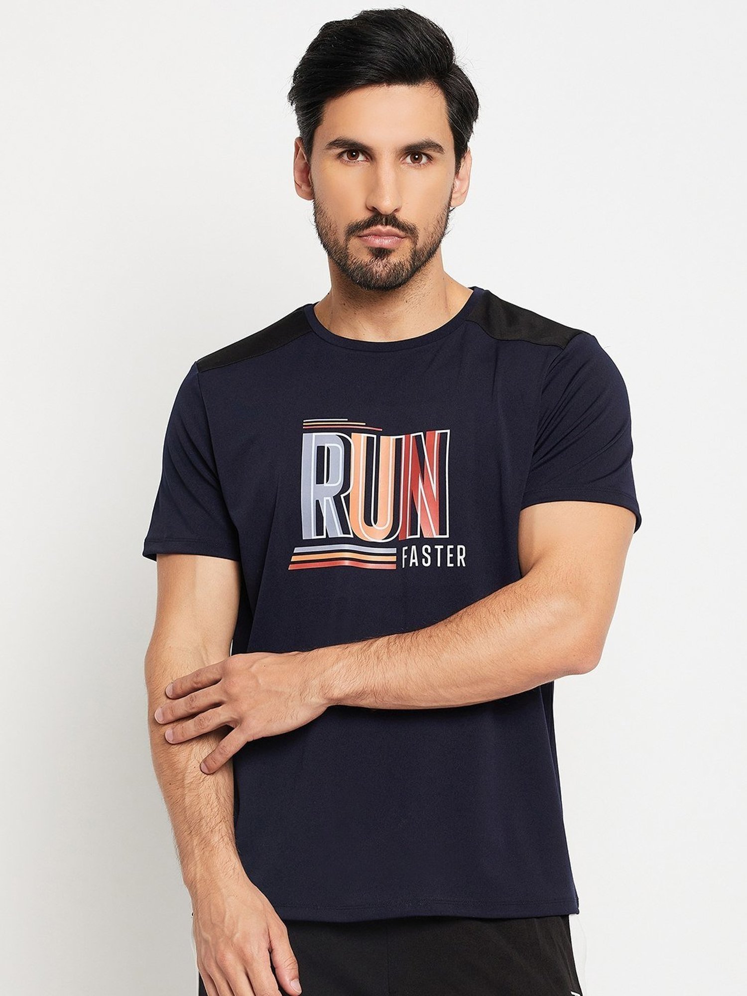 EDRIO Black Relaxed Fit Printed T-Shirt