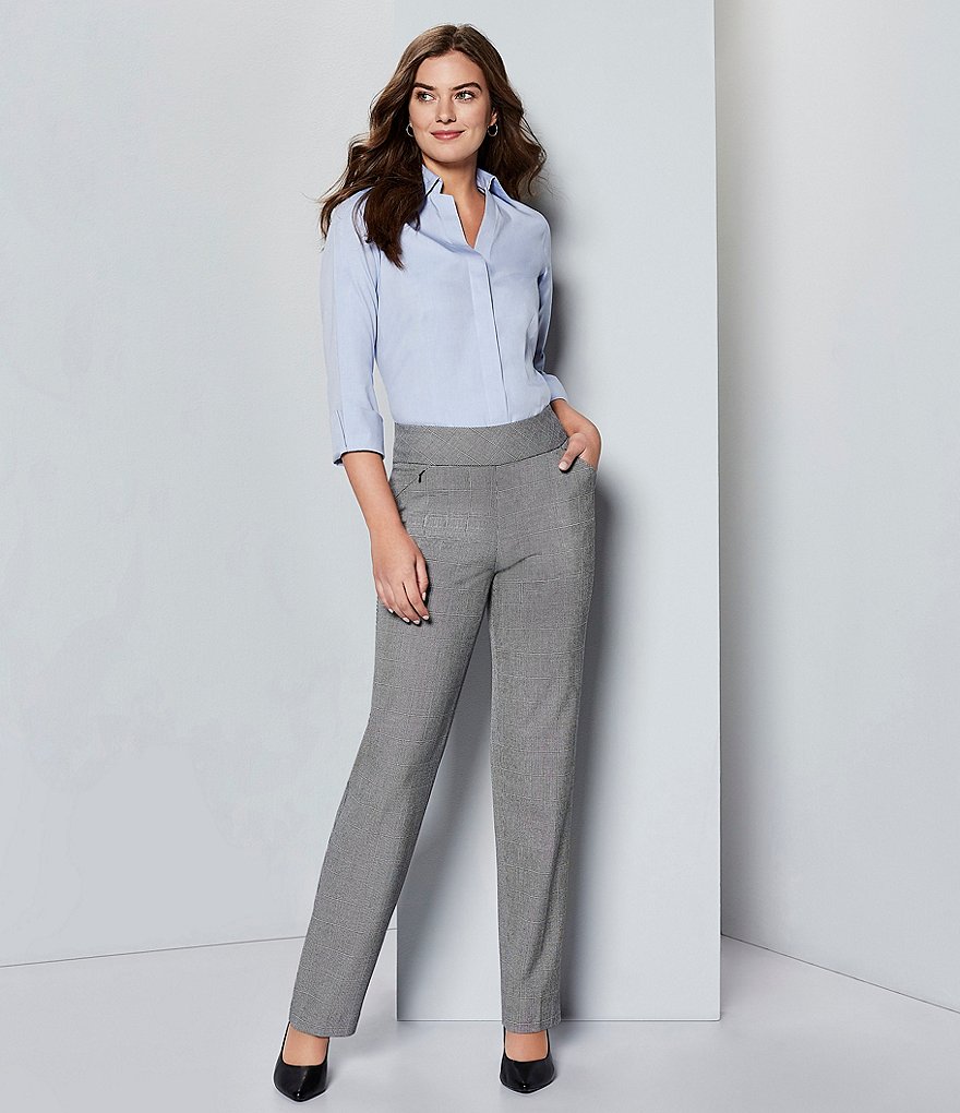 Investments Taylor Gold Label Non-Iron Point Collar Y-Neck 3/4 Sleeve Button Front Shirt