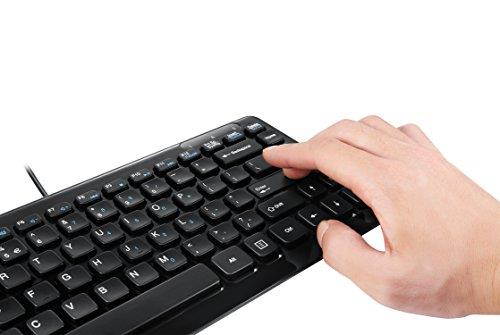 Perixx PERIDUO-307B, Mini Keyboard and Mouse Set - Wired - USB - Piano Black Design - Stylish Chiclet Key Design - 11 Multimedia Hot Keys