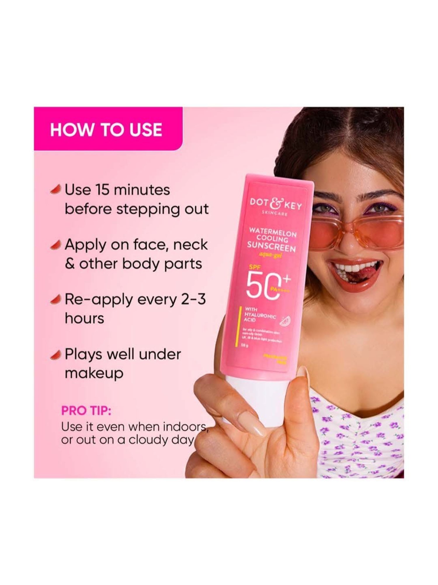 Dot & Key Watermelon Hyaluronic Sunscreen with SPF 50 PA+++ - 80 gm