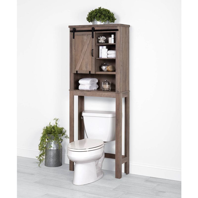 Barn Door Over the Toilet Spacesaver Gray - Zenna Home
