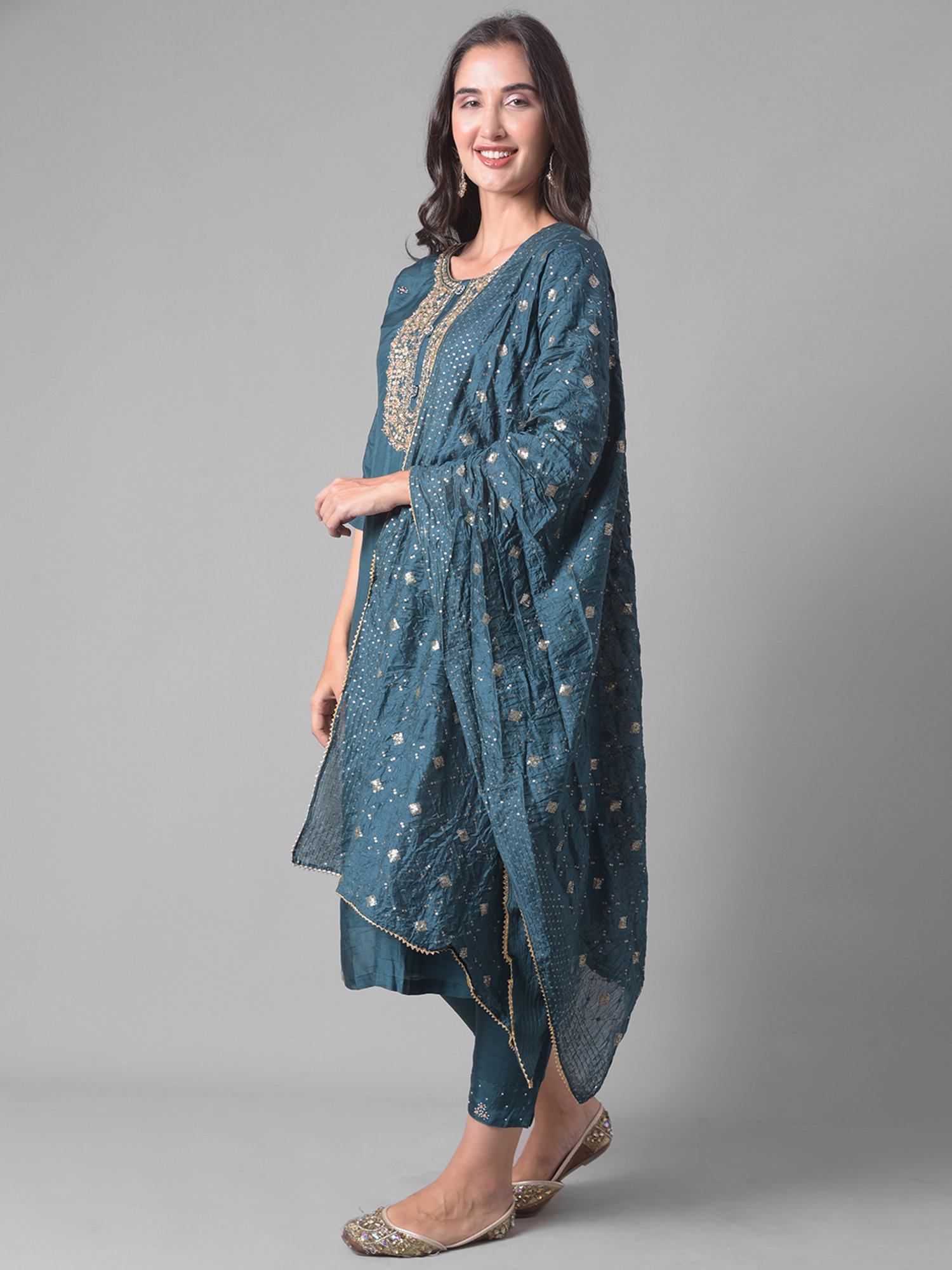 Dollar Missy Blue Embellished Kurta With Pants & Dupatta